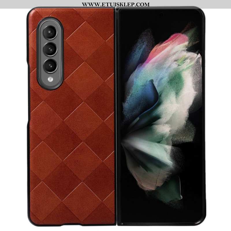 Etui do Samsung Galaxy Z Fold 4 Wzór W Kratkę Z Imitacji Skóry